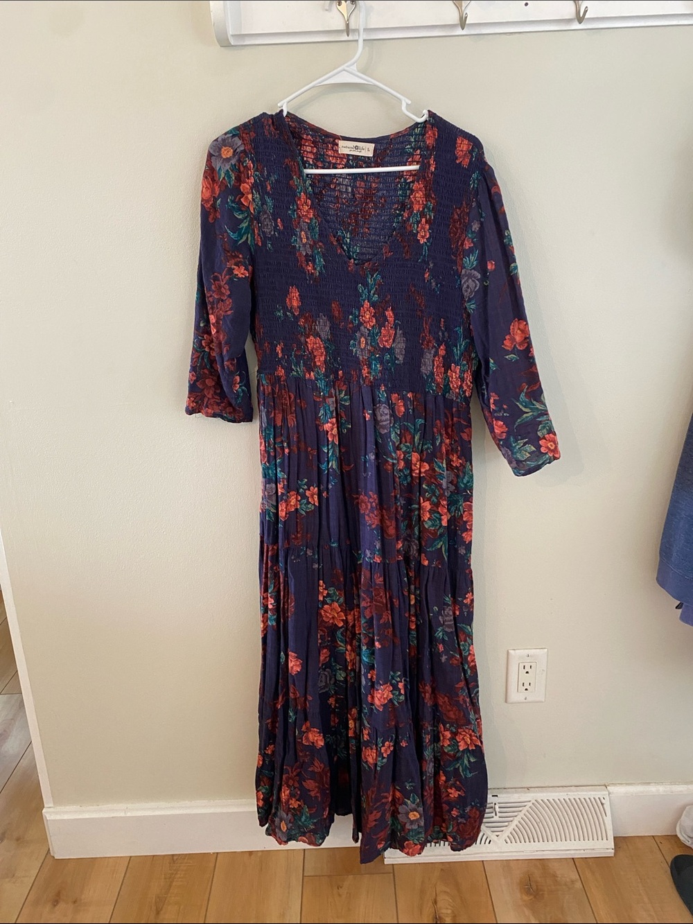Boho Floral Maxi Dress - Purple with Red Floral